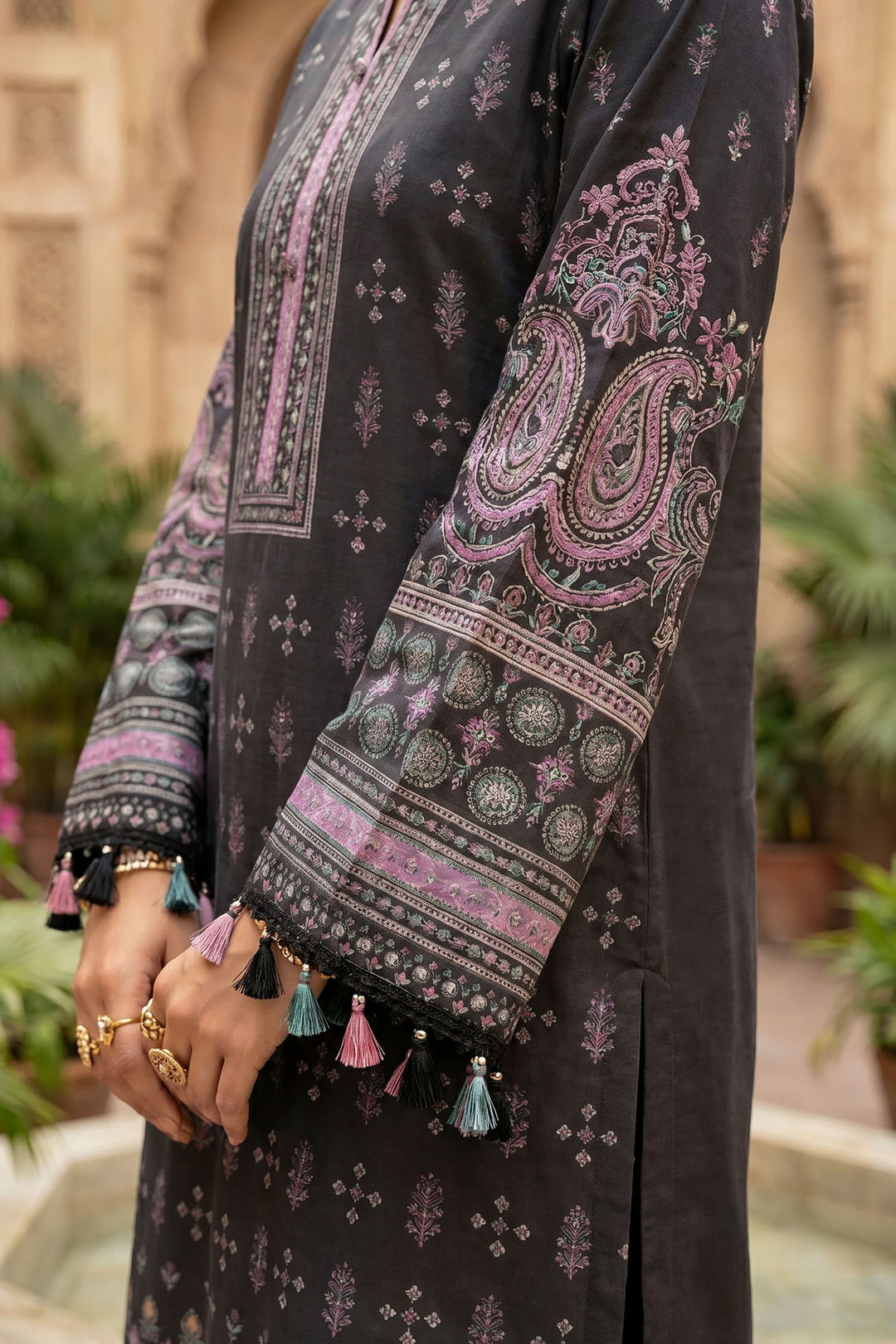 Black 3 Piece Unstitched Premium Printed Lawn