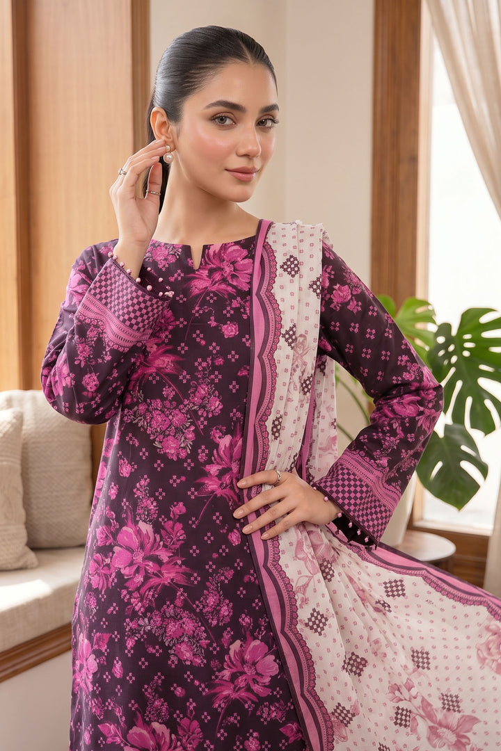 Black 3 Piece Unstitched Premium Printed Lawn