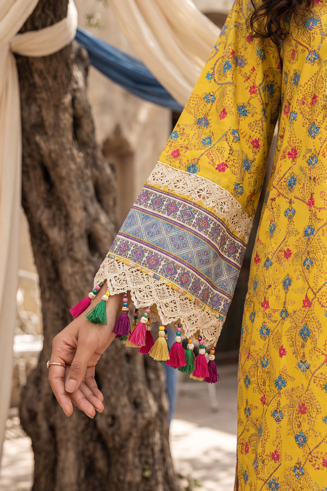 Yellow 3 Piece Unstitched Premium Printed Lawn