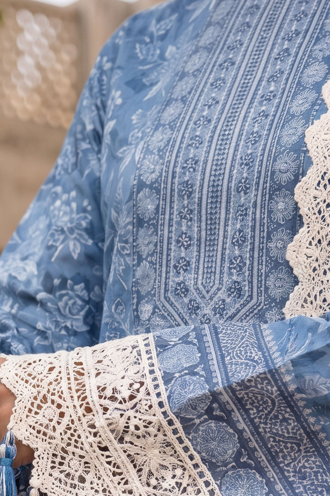 Light Blue 3 Piece Unstitched Premium Printed Lawn