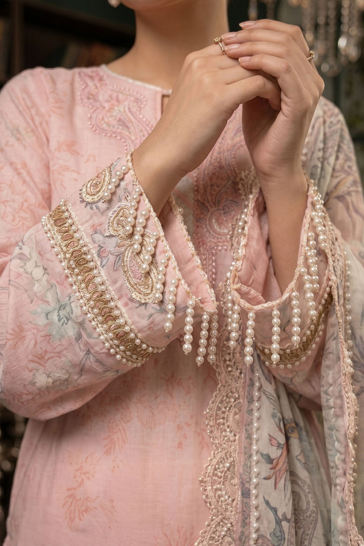 3 Piece Unstitched Pink Premium Lawn