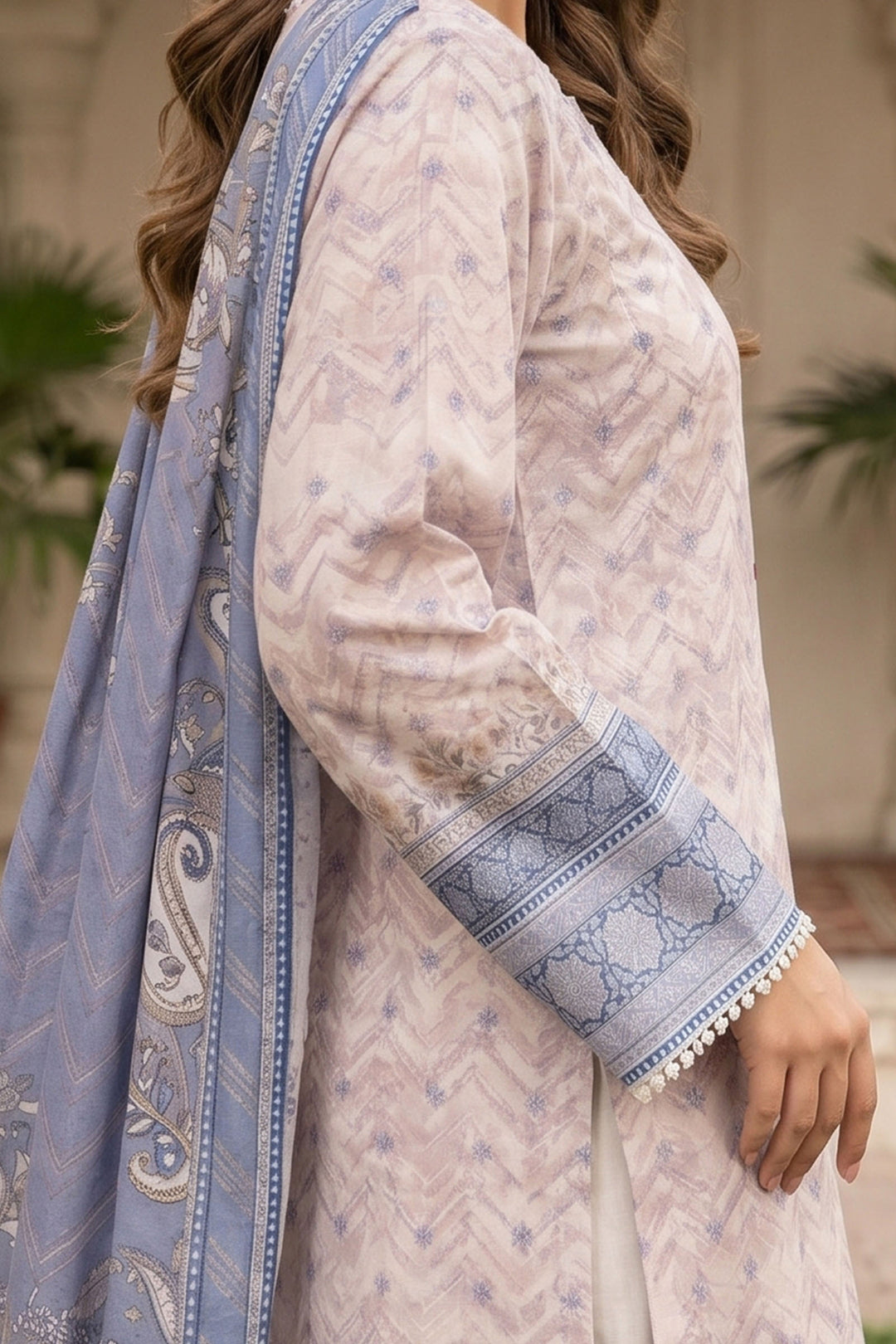 3 Piece Unstitched Pink Premium Lawn