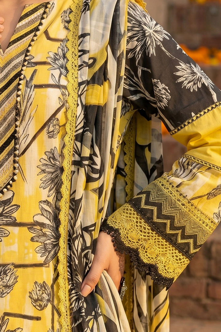 3 Piece Unstitched Yellow Premium Lawn