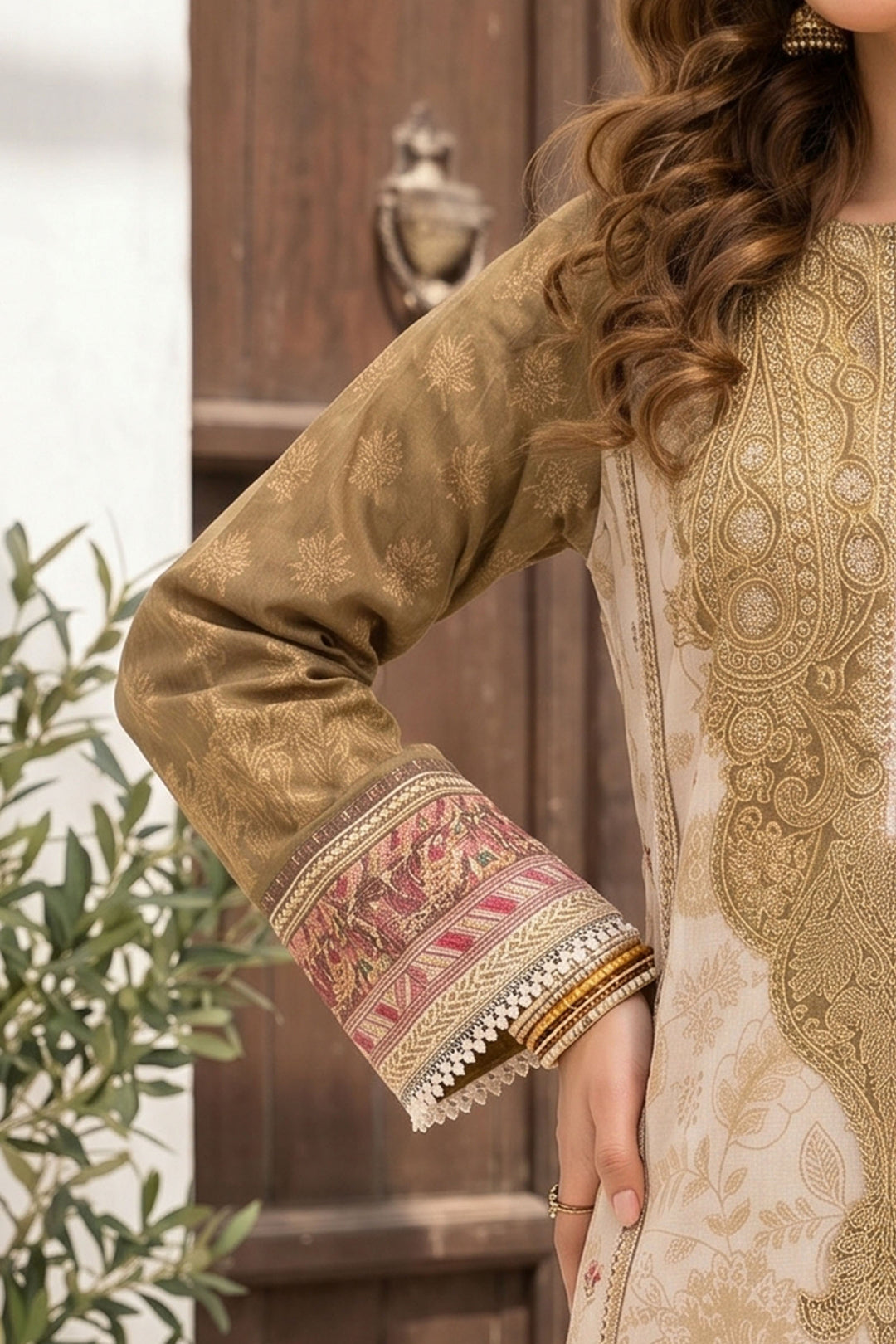 3 Piece Unstitched Olive Premium Lawn