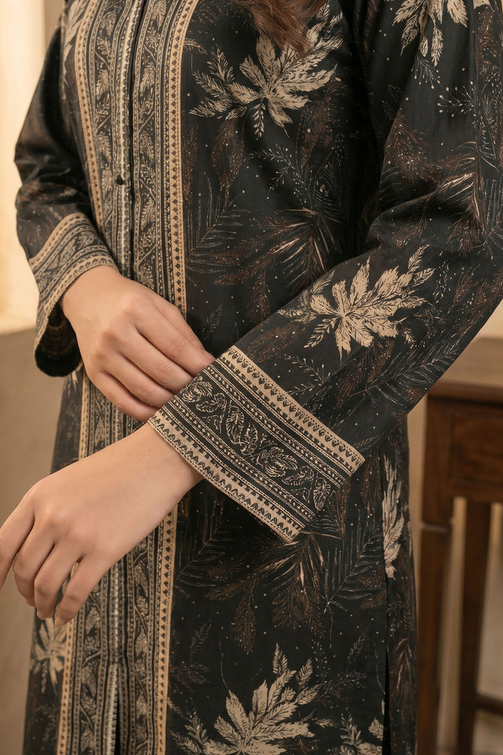 2 Piece Smoky Black Unstitched Printed Cambric Co-Ord Set