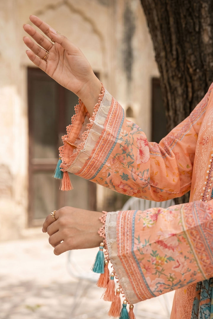 3 Piece Unstitched Peach Premium Lawn