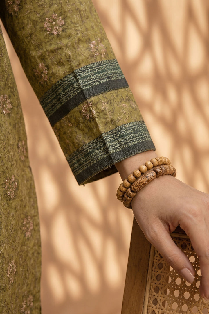 Dark Tan 2 Piece Unstitched Printed Cambric Co-Ord Set