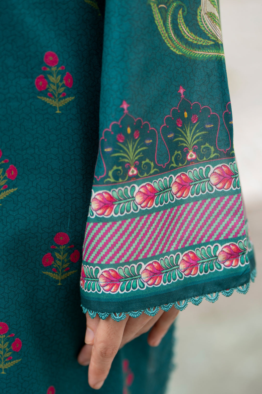 3 Piece Unstitched Sea Green Premium Lawn