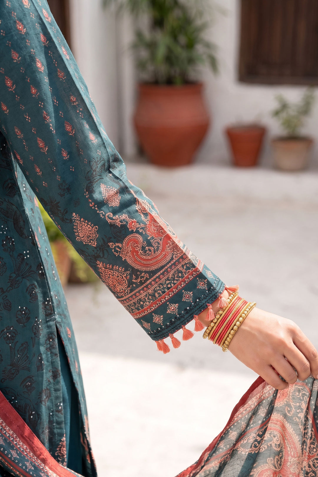 Charcoal Blue 3 Piece Unstitched Premium Printed Lawn