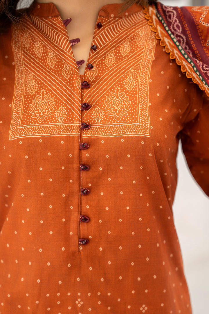 3 Piece Unstitched Pumpkin Premium Lawn
