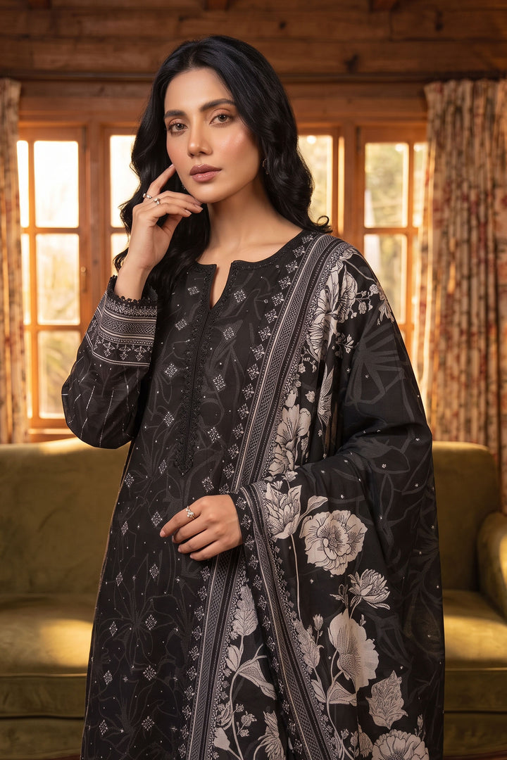 3 Piece Unstitched Black Premium Linen