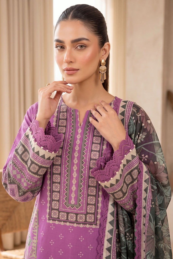 Magenta 3 Piece Unstitched Premium Printed Lawn