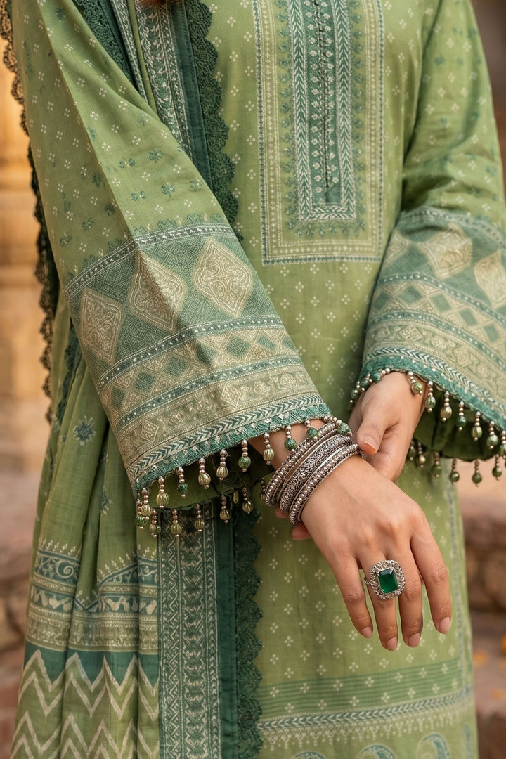 3 Piece Unstitched Green Premium Lawn