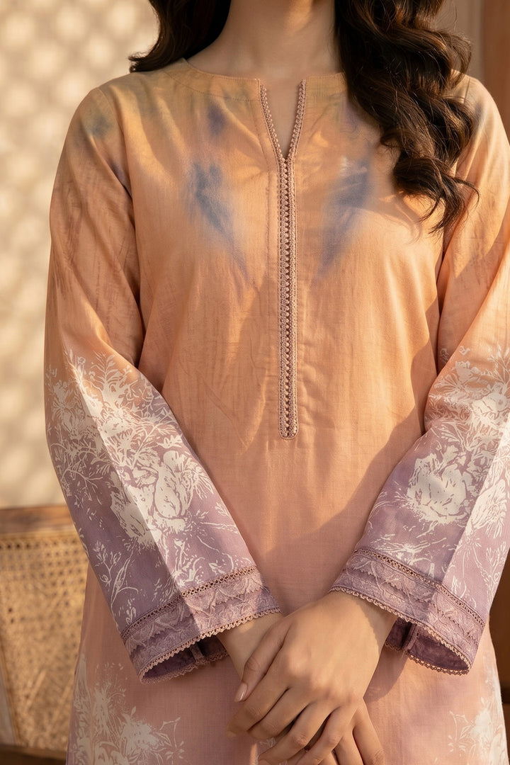 Persian Orange 2 Piece Unstitched Printed Cambric Co-Ord Set