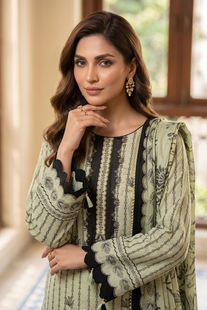 Light Green 3 Piece Unstitched Premium Printed Lawn