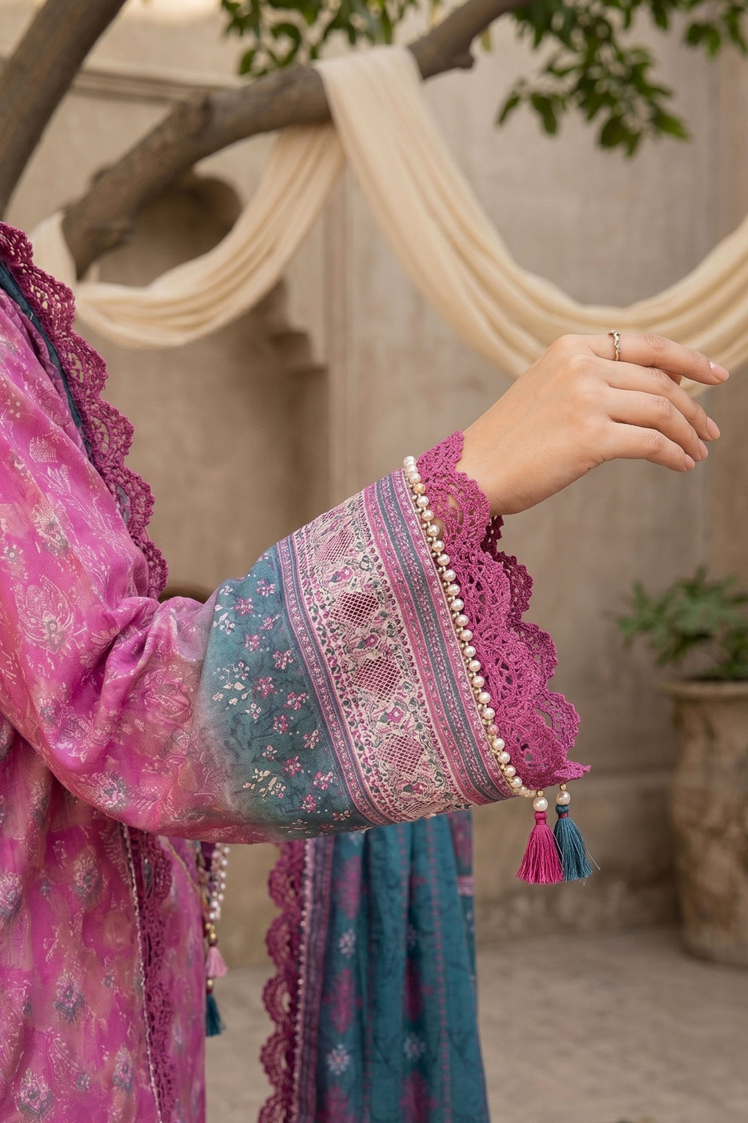 3 Piece Unstitched Pink Premium Lawn
