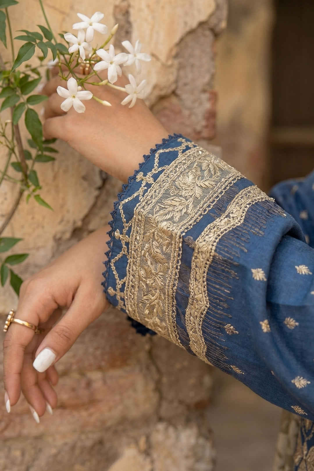3 Piece Unstitched Blue Premium Lawn
