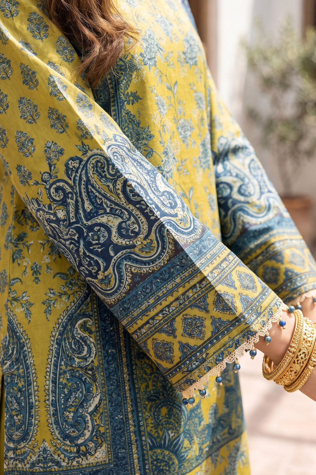 Satin Gold 3 Piece Unstitched Premium Printed Lawn
