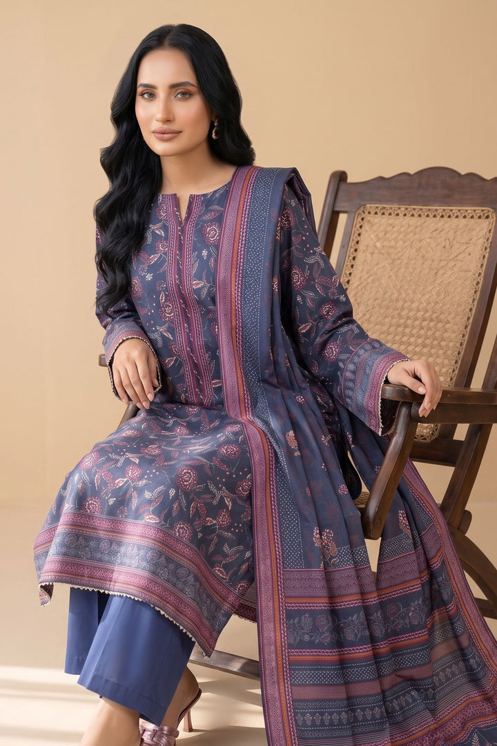 3 Piece Unstitched Dusky Blue Premium Linen