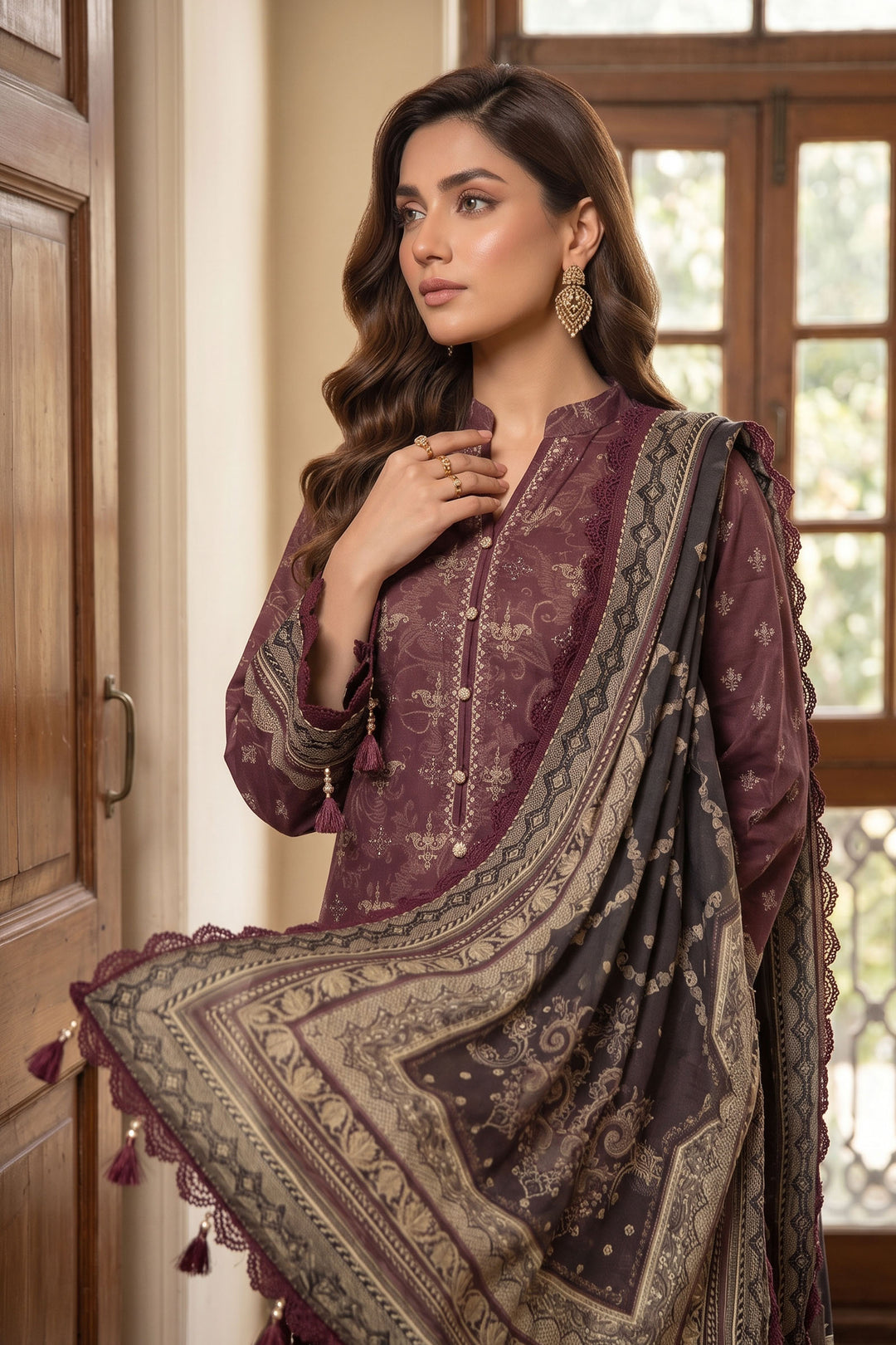 Chocolate 3 Piece Unstitched Premium Printed Lawn