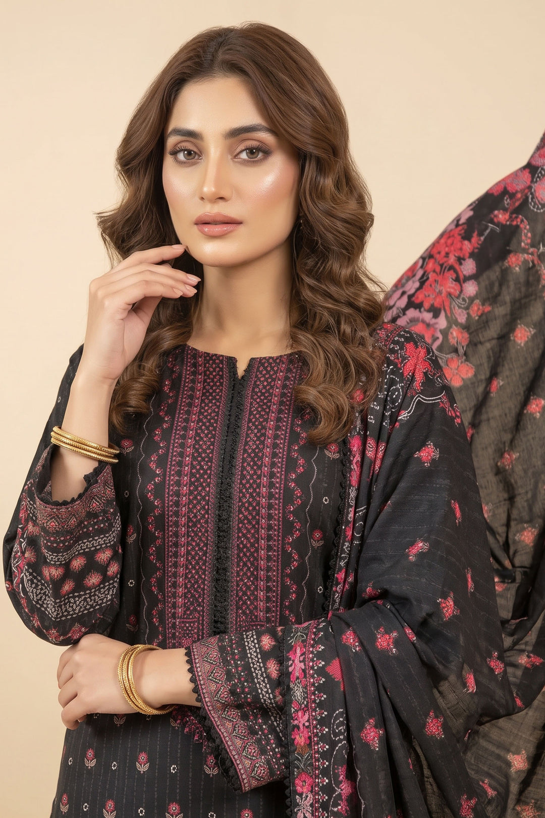 3 Piece Unstitched Black Premium Linen