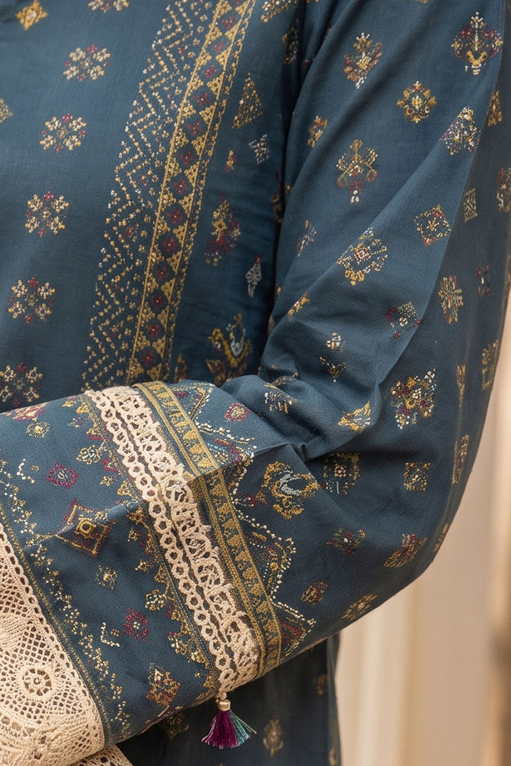 Blue Dianne  3 Piece Unstitched Premium Printed Lawn