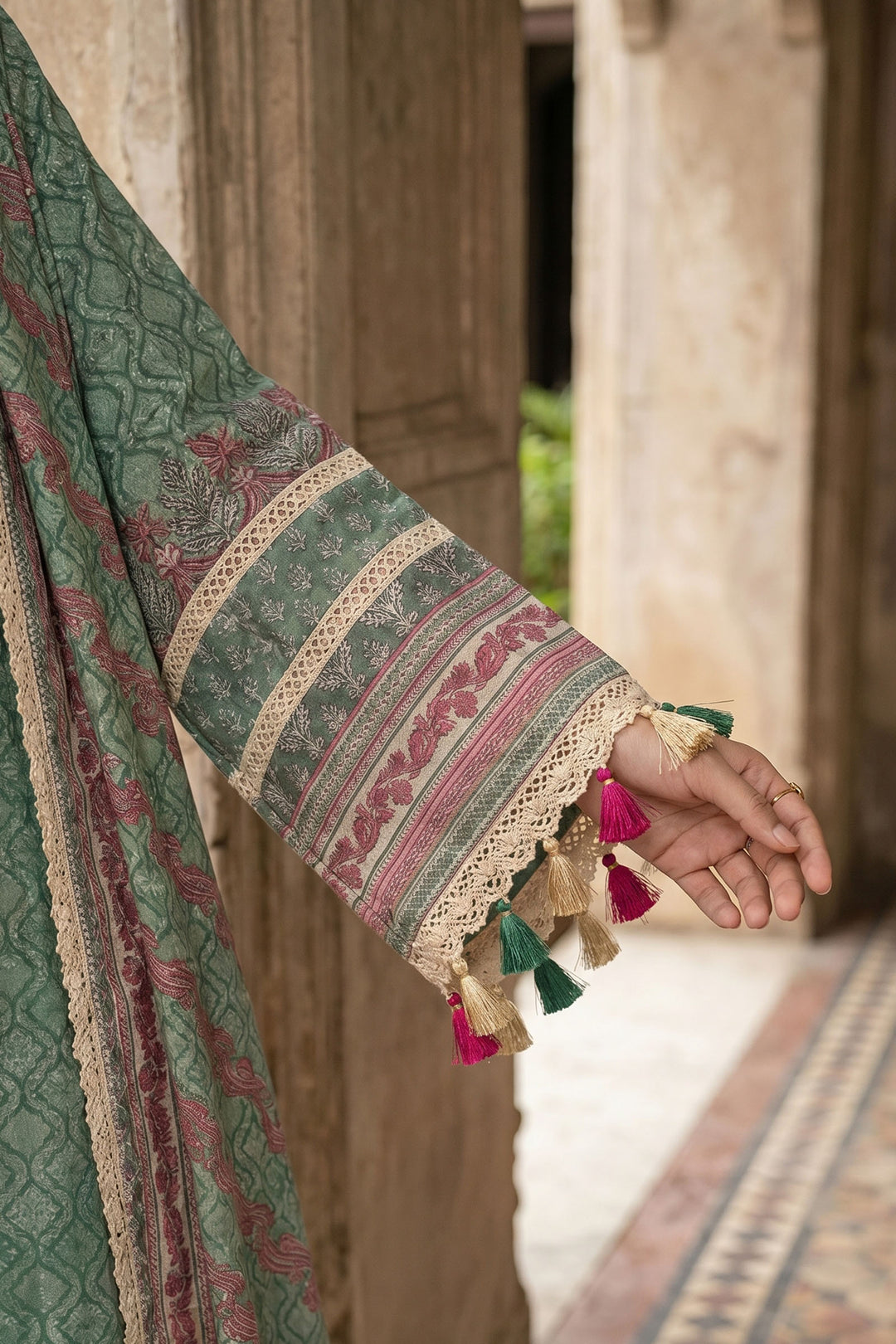 Laurel Green 3 Piece Unstitched Premium Printed Lawn