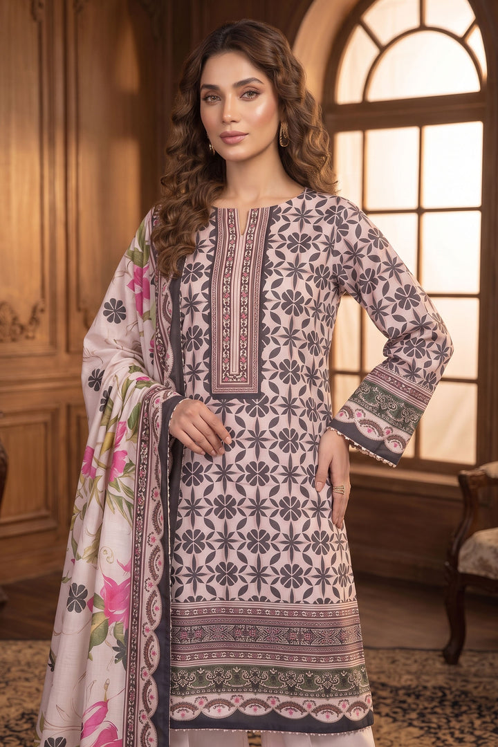 Light Pink 3 Piece Unstitched Premium Printed Lawn