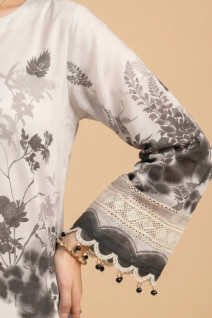Light Gray 3 Piece Unstitched Premium Printed Lawn