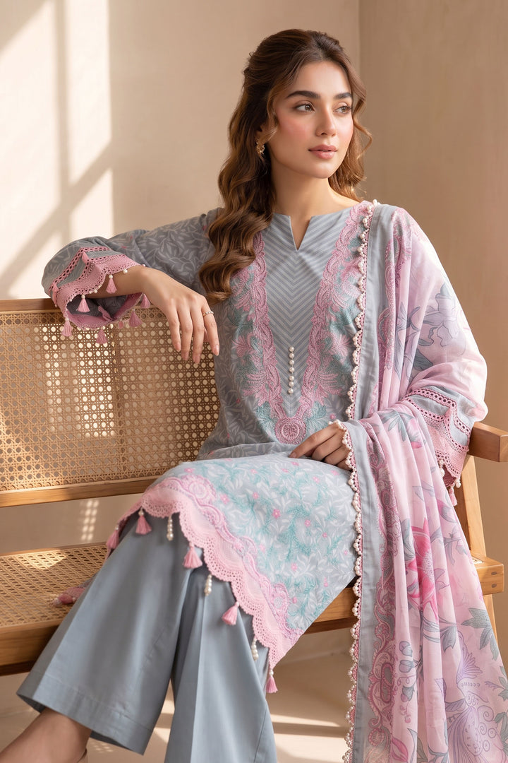 Hit Gray 3 Piece Unstitched Premium Printed Lawn
