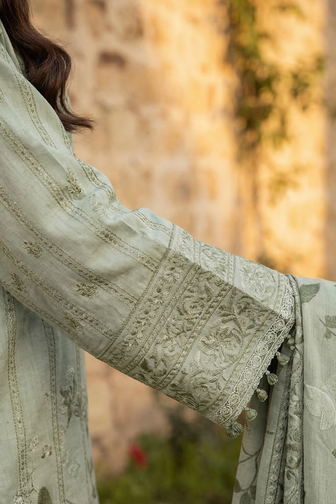 3 Piece Unstitched Ash Gray Premium Printed Lawn