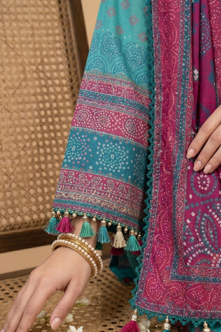 3 Piece Unstitched Cyan Premium Lawn