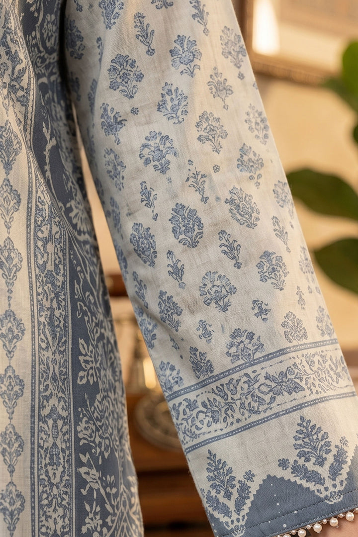 Slate Blue 2 Piece Unstitched Printed Cambric Co-Ord Set
