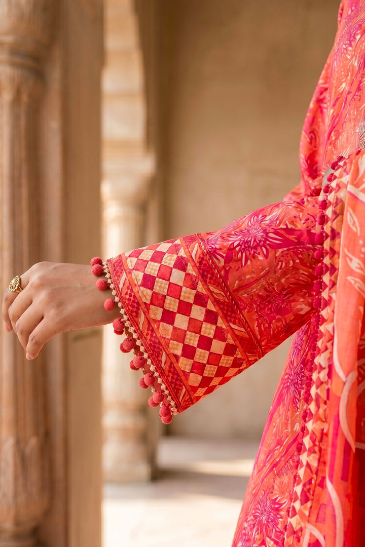 3 Piece Unstitched Orange Premium Lawn