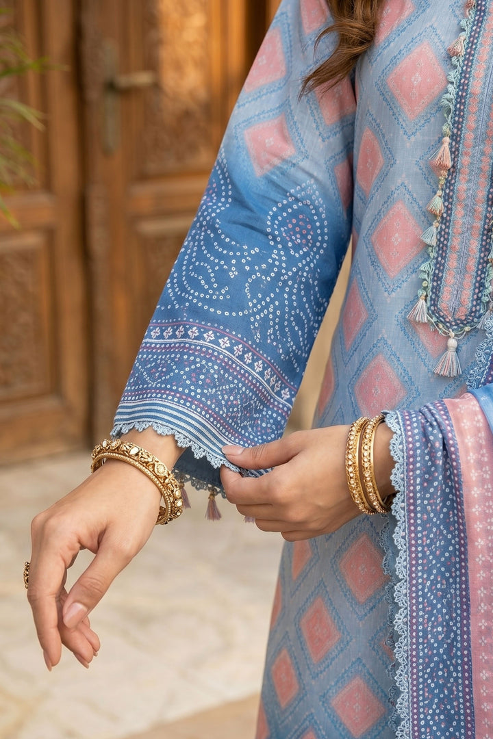 3 Piece Unstitched Maya Blue Premium Lawn