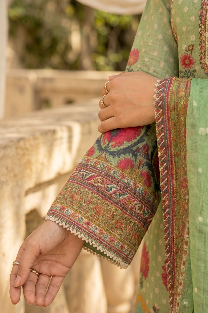 3 Piece Unstitched Green Premium Lawn