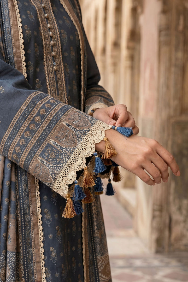 Blue 3 Piece Unstitched Premium Printed Lawn