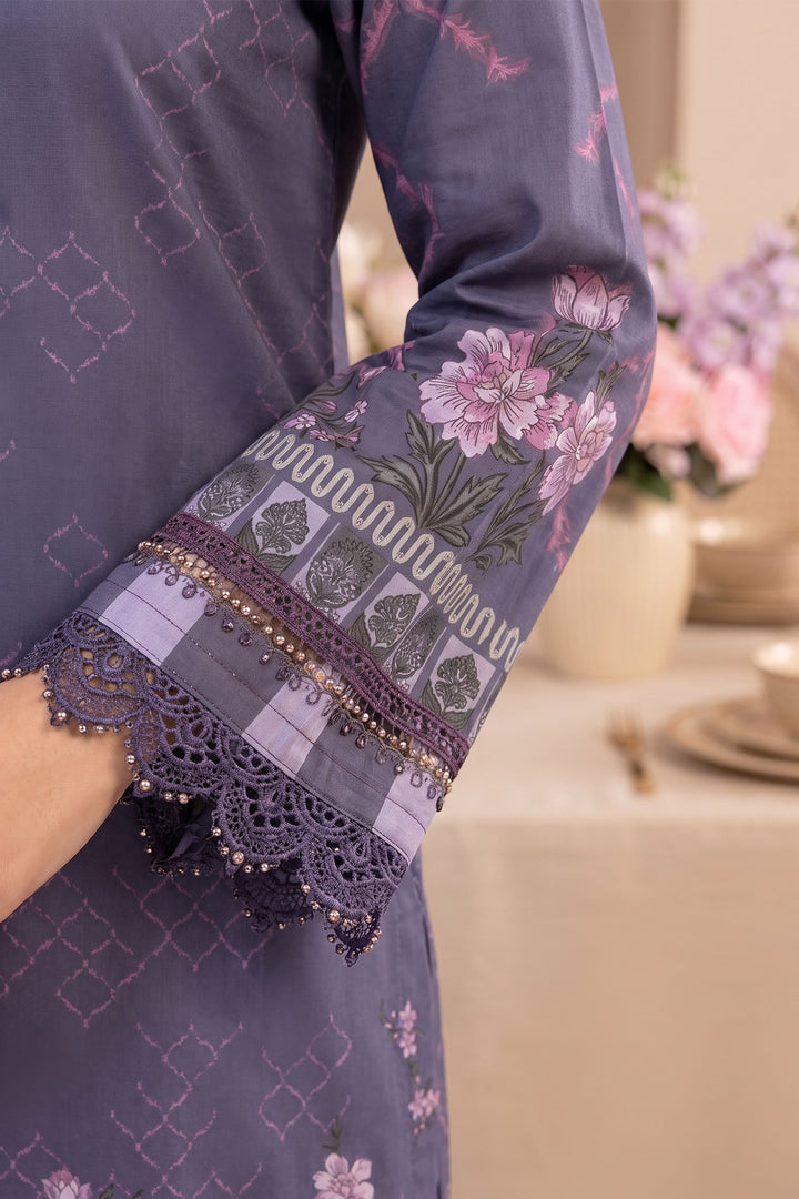 Purple 3 Piece Unstitched Premium Printed Lawn