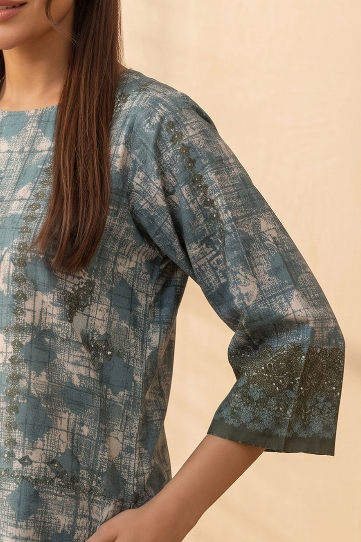 Dark Tan 2 Piece Unstitched Printed Cambric Co-Ord Set