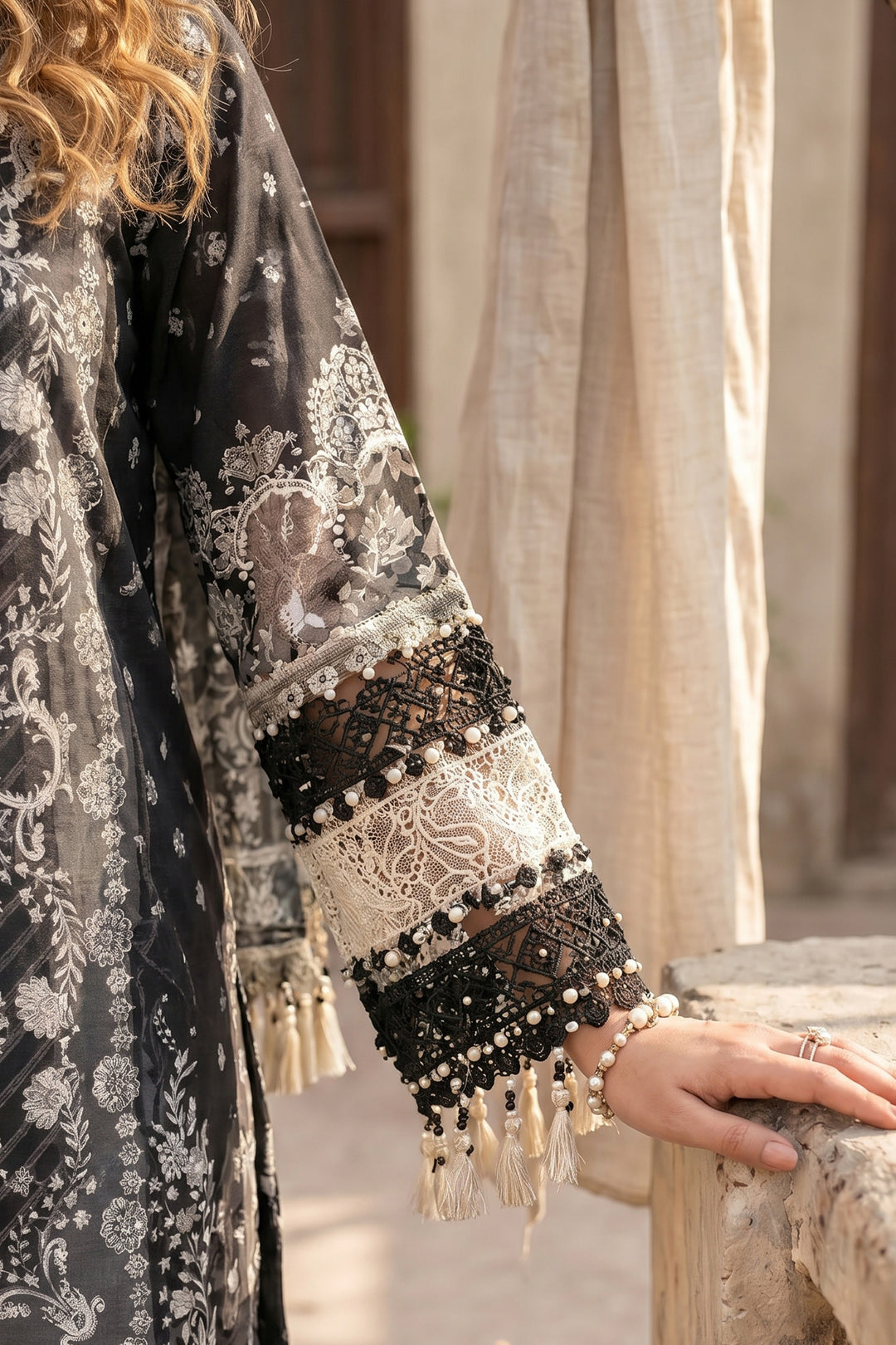 Black 3 Piece Unstitched Premium Printed Lawn