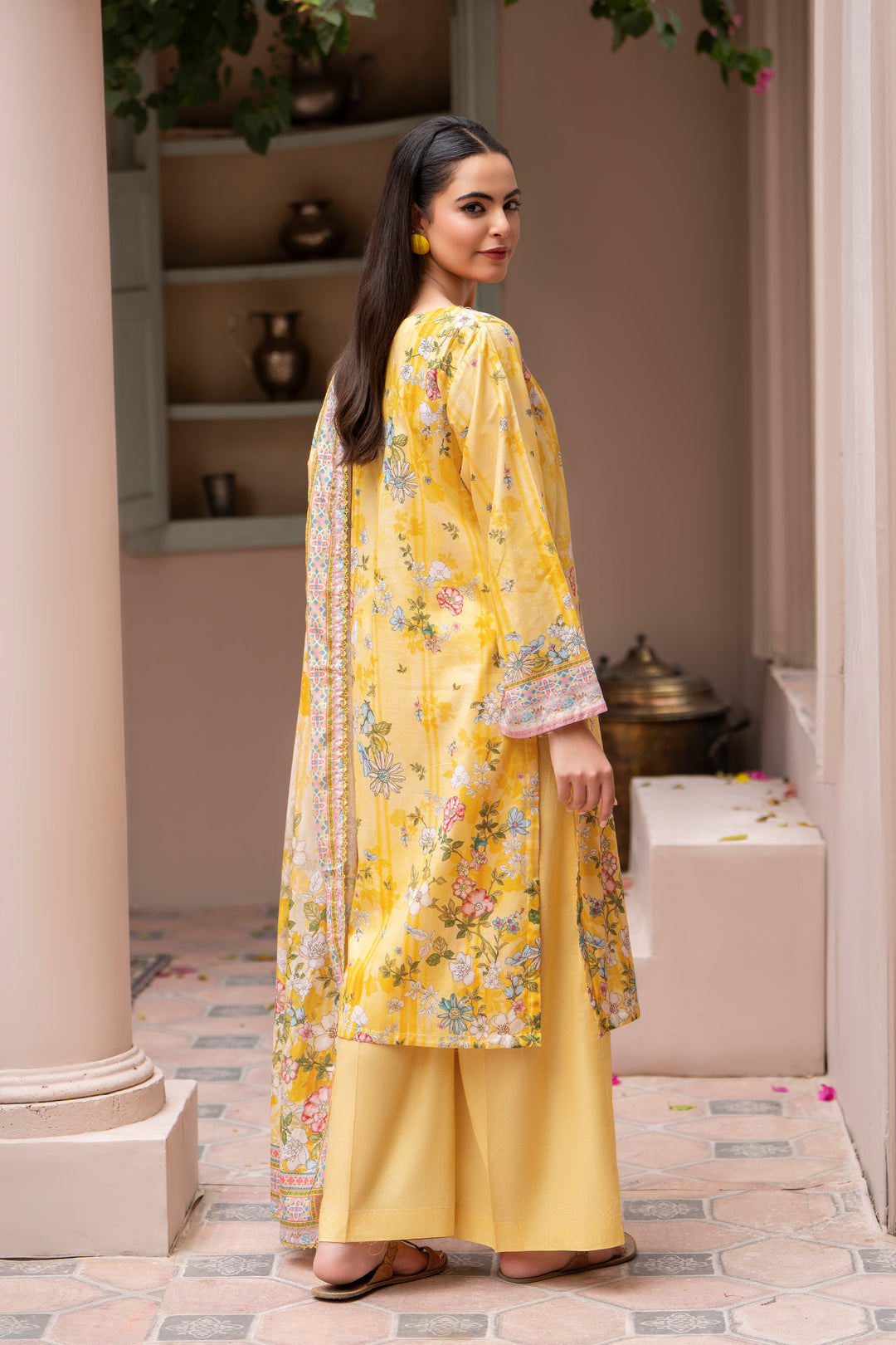3 PC Unstitched Yellow Lawn - SU25V25-S4 - JACQUARD CLOTHING