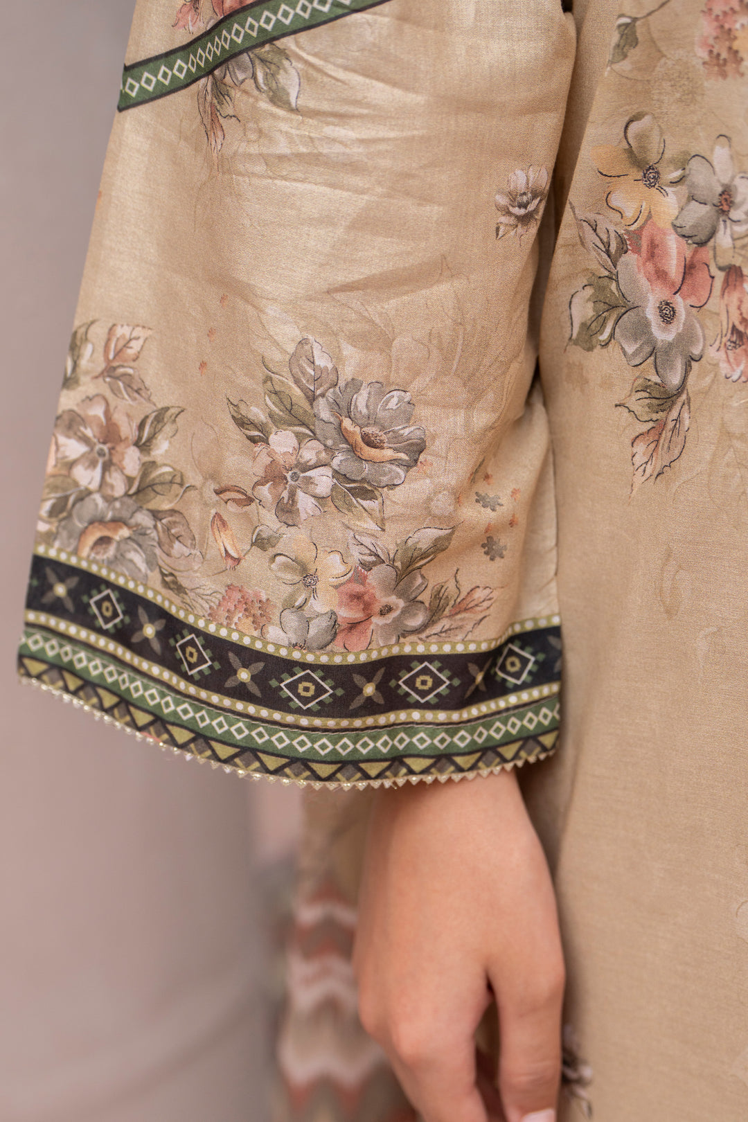 3 Pcs Unstitched Beige Lawn - SU25V24-S6- JACQUARD CLOTHING