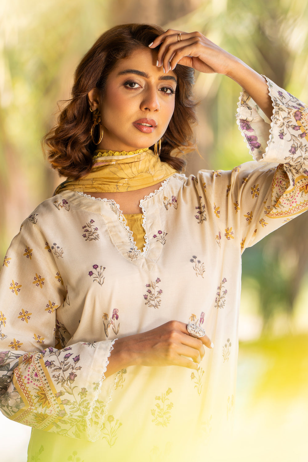 3 Pcs Unstitched Beige Lawn - SU25V16-S2 - JACQUARD CLOTHING