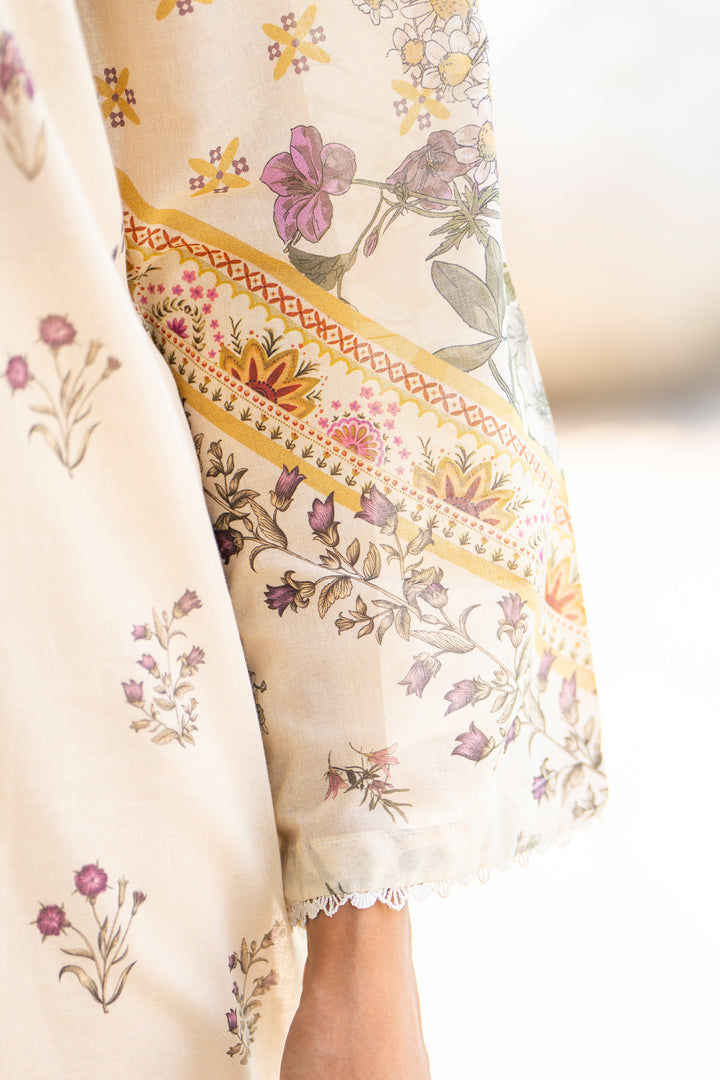 3 Pcs Unstitched Beige Lawn - SU25V16-S2 - JACQUARD CLOTHING
