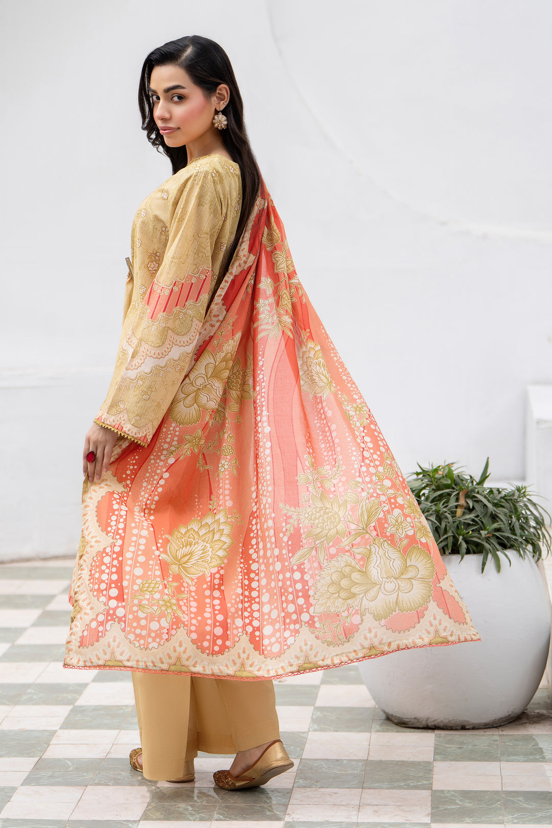 3 Pcs Unstitched Beige Lawn - SU25V29-S3 - JACQUARD CLOTHING