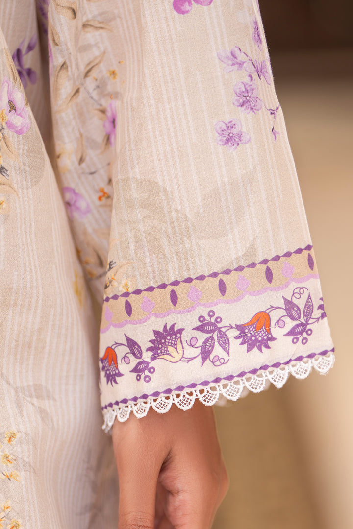 3 Pcs Unstitched Beige Lawn - SU25V19-S4 - JACQUARD CLOTHING