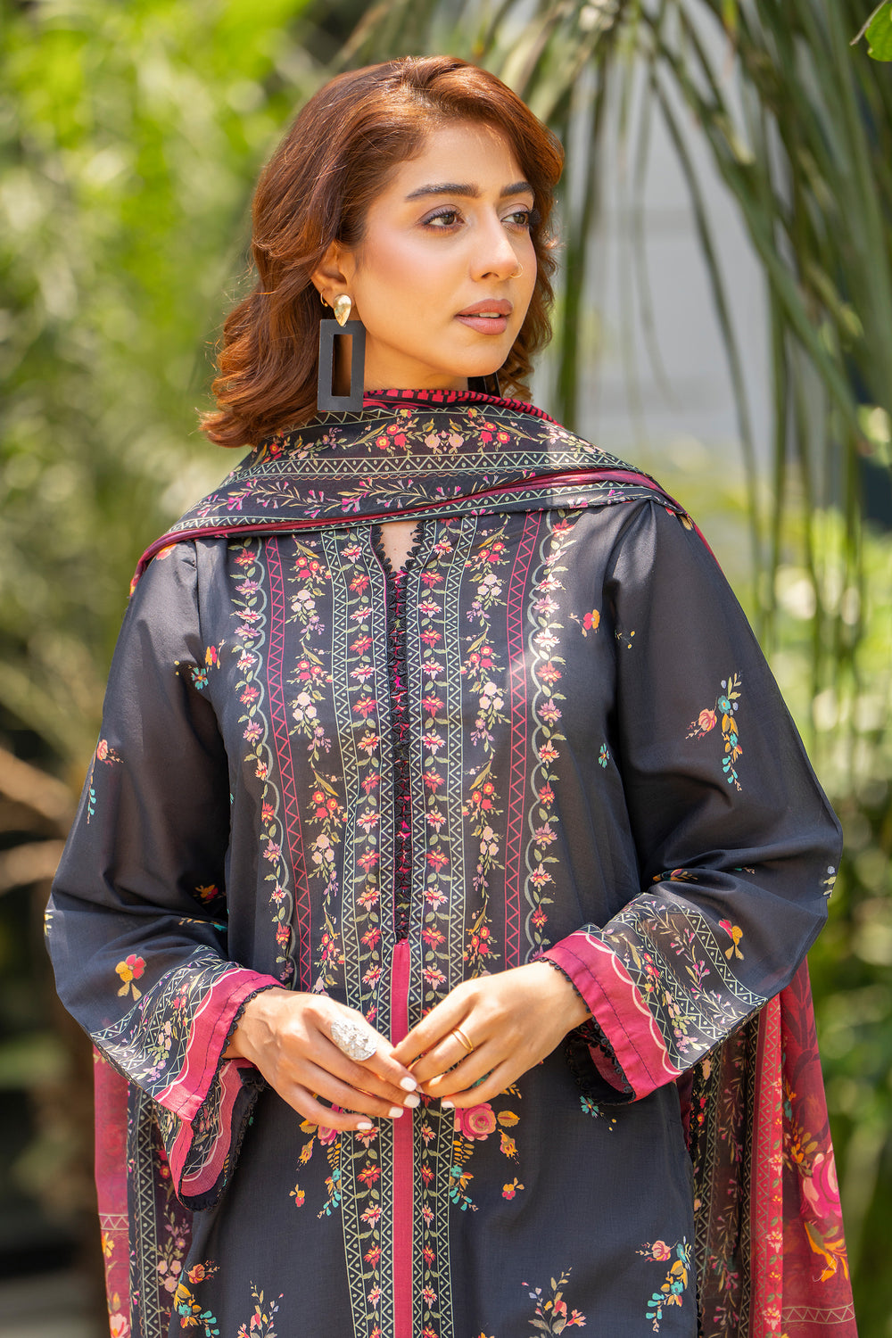 3 Pcs Unstitched Black Lawn - SU25V16-S7 - JACQUARD CLOTHING