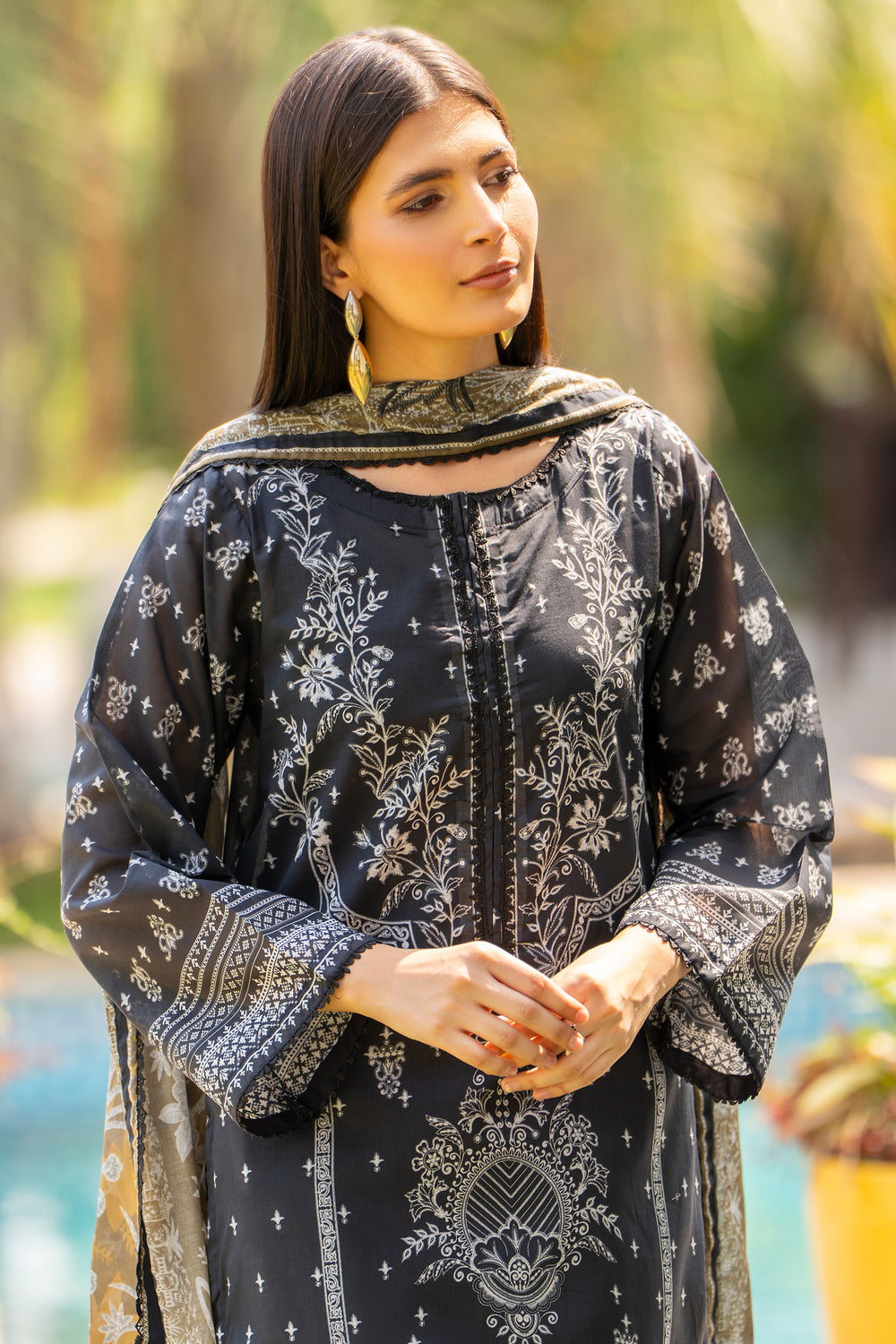 3 Pcs Unstitched Black Lawn - SU25V17-S10 - JACQUARD CLOTHING