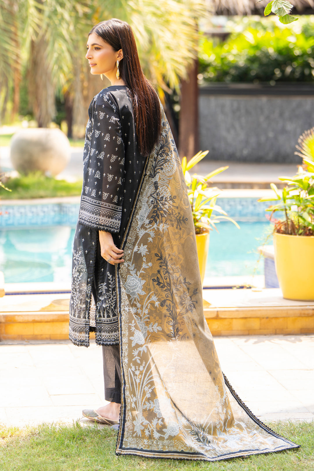 3 Pcs Unstitched Black Lawn - SU25V17-S10 - JACQUARD CLOTHING