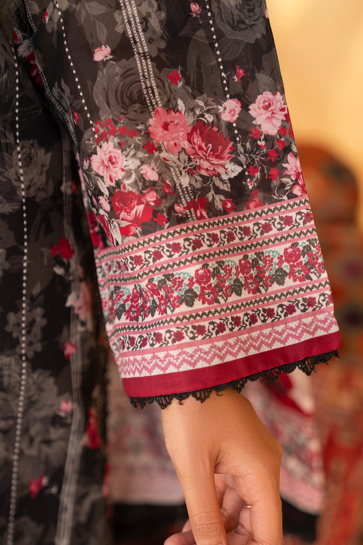 3 Pcs Unstitched Black Lawn - SU25V19-S8 - JACQUARD CLOTHING